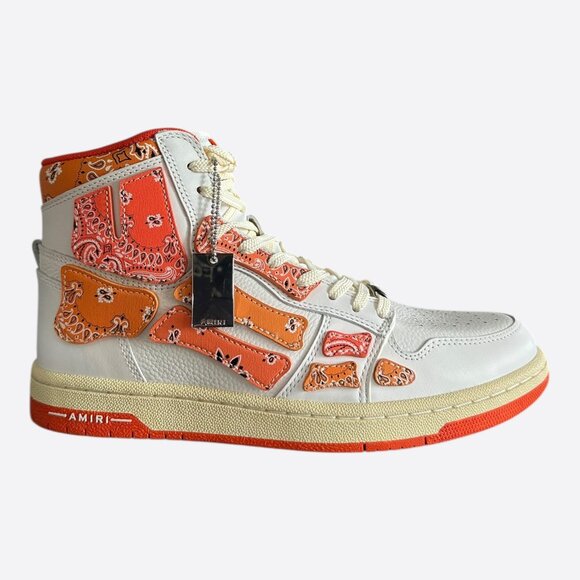 Amiri White & Orange Bandana Skeleton High Tops - Picture 1 of 7